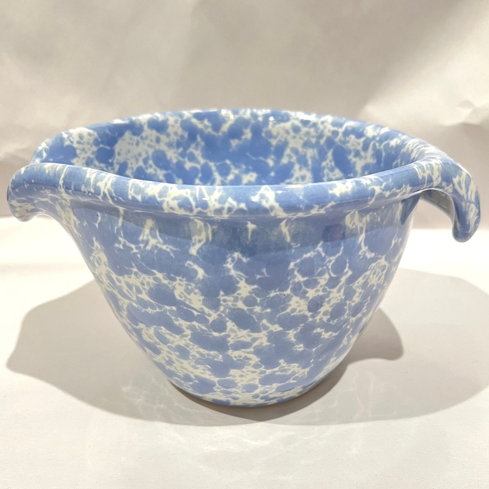 Bennington Potters 1880 Morning Glory Blue Spongeware 1.5 Qt Batter Bowl Vermont